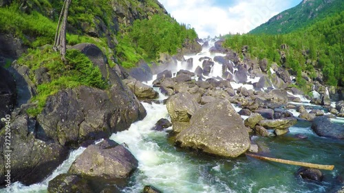 Rainbow at Uchar waterfall, Altai, Russia photo