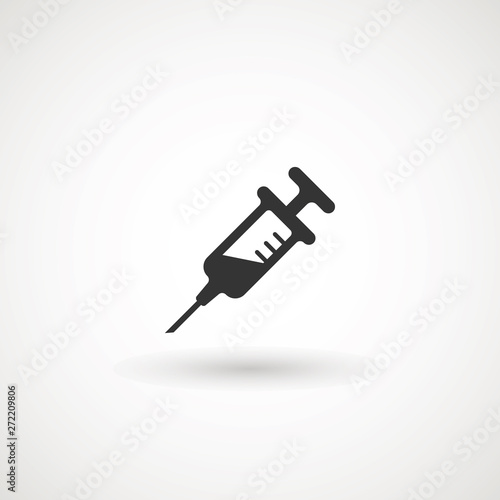 Syringe Injection Icon. Plastic medical syringe needle