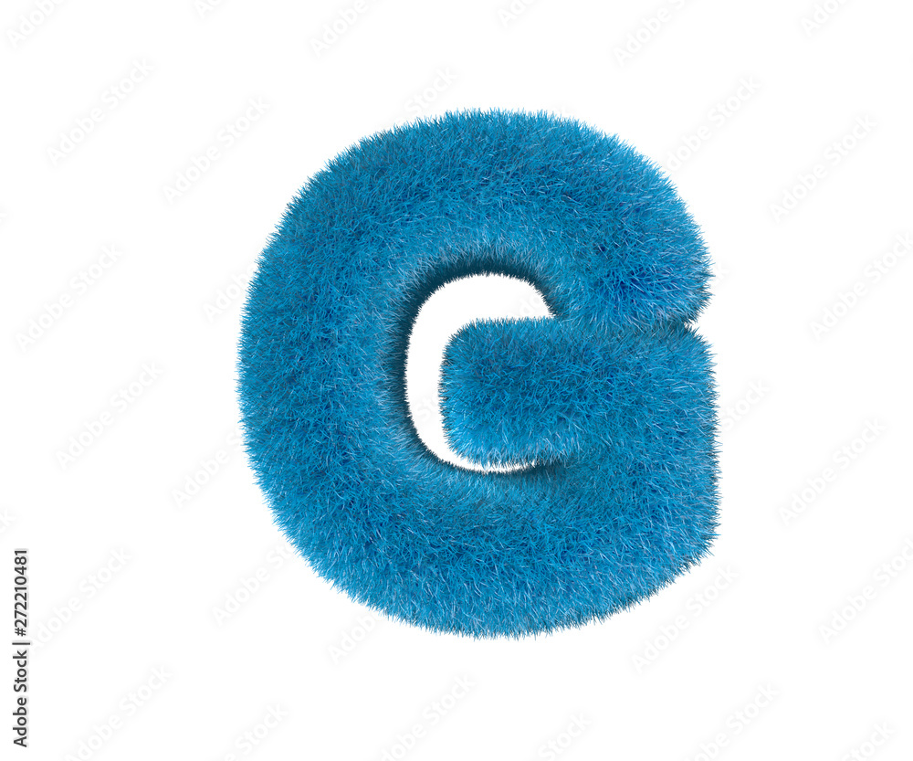 funny blue hirs font isolated on white - letter G, childhood concept 3D illustration of symbols funny blue hirs font isolated on white - letter G, childhood concept 3D illustration of symbols