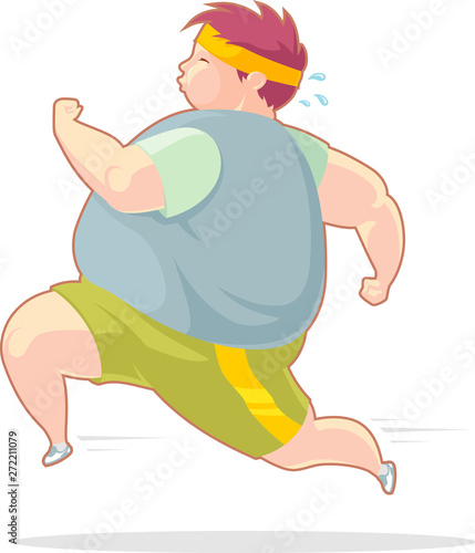 Fat Body of Male, Doing Jogging Exercise