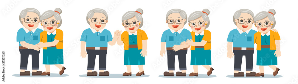 Set of Grandpa and grandma standing together. Two old persons man and woman of retirees. Set of Grandpa and grandma standing together. Two old persons man and woman of retirees.