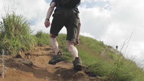 Hiking man in the mountain