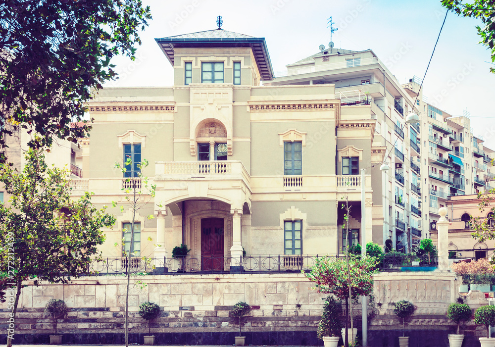 Obraz premium Italy, beautiful cityscape of Sicily, historical street of Catania, facade of old buildings .