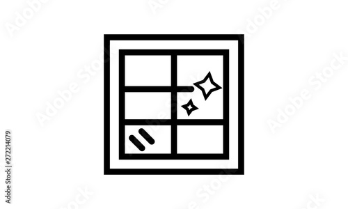 Outline cleaning window icon for cleaning services and maintenance