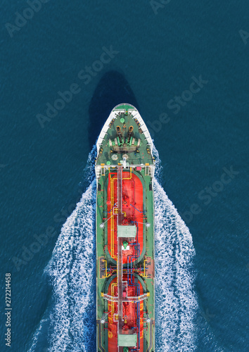 Oil ship tanker transportation crude oil from refinery on the sea.