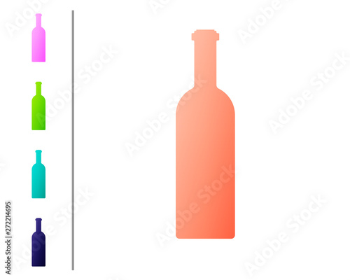 Coral Bottle of wine icon isolated on white background. Set icon in color buttons. Vector Illustration