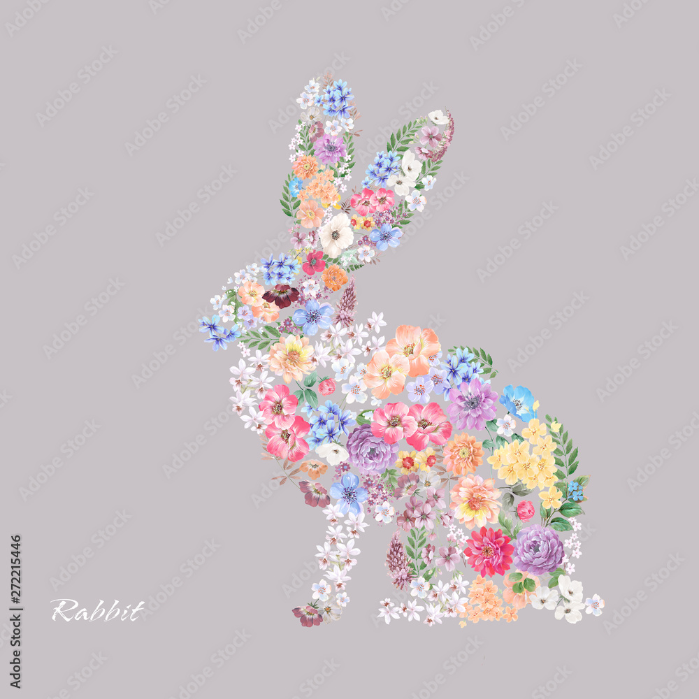 Animal Patterns Composed of Flowers and Plants