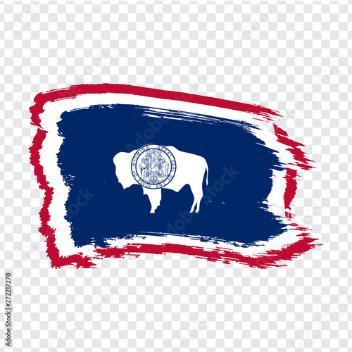 Flag of  Wyoming from brush strokes. United States of America. Flag Wyoming on transparent background for your web site design, logo, app, UI. Stock vector. EPS10. photo