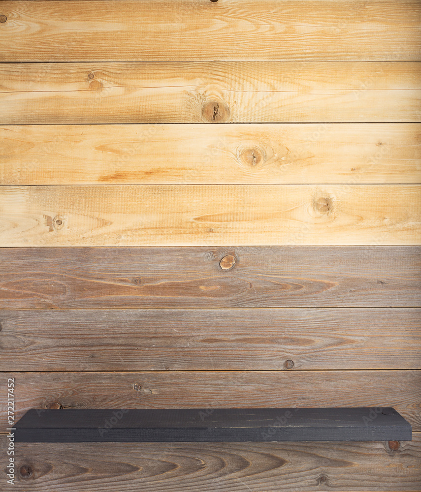 Fototapeta premium shelf at wooden background texture
