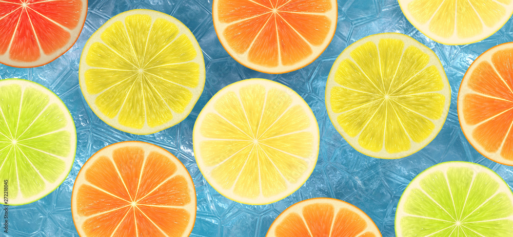 Obraz premium fruity fruit slices on ice
