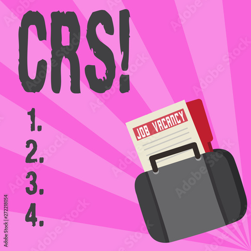 Conceptual hand writing showing Crs. Business photo text Comanalysis reporting standard for sharing tax financial information photo