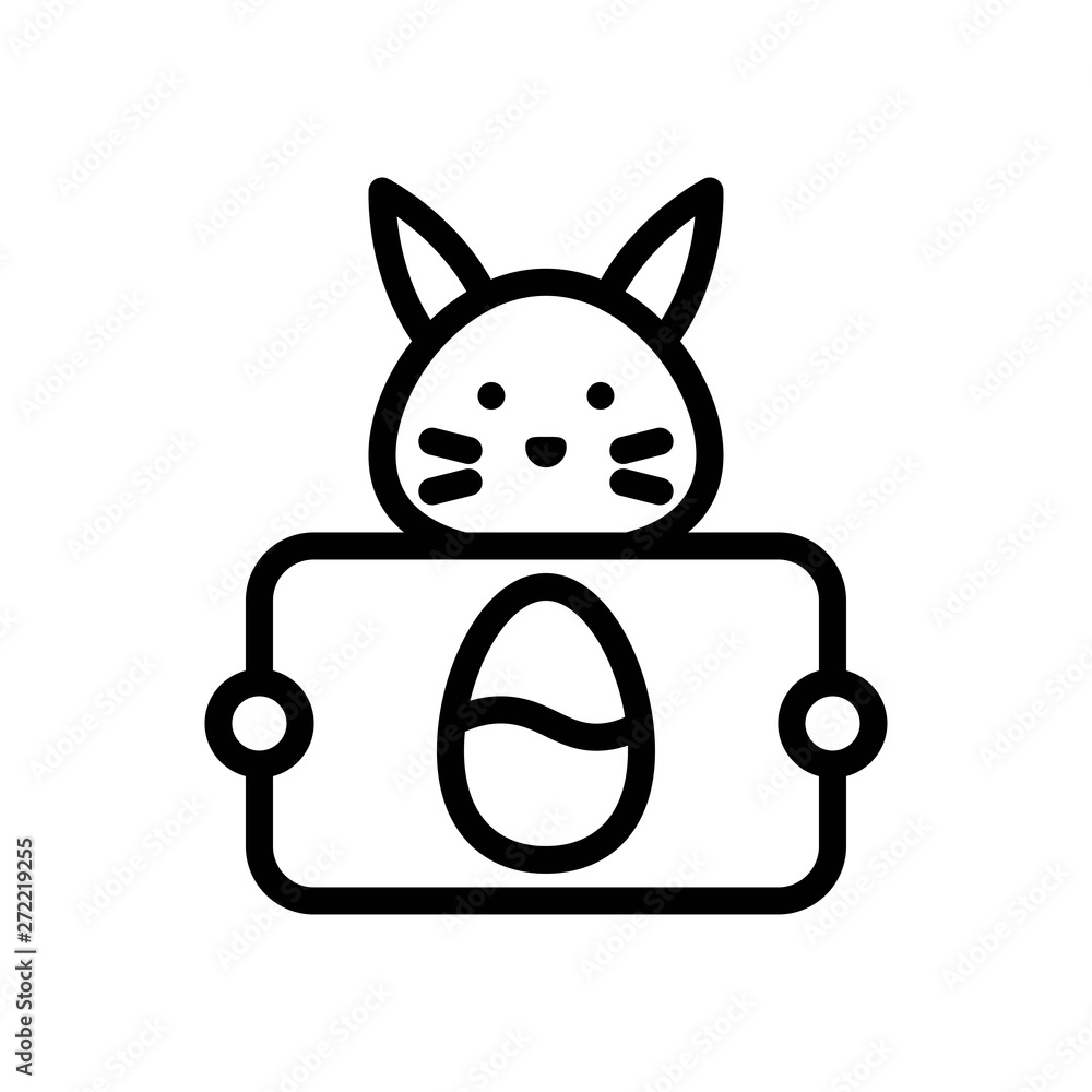 Fototapeta premium Bunny with Easter egg sign vector illustration, Easter line style icon