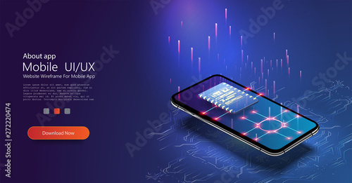 eSIM card chip sign. Embedded SIM concept. New mobile communication technology. Futuristic projection sim card.Vector illustration with wireless connections of information technology. Wireless connect