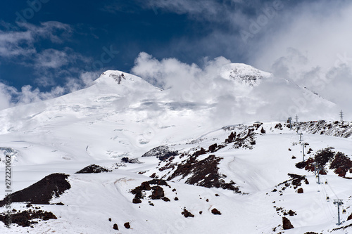 Tops of Elbrus mount. Nord Caucasus.