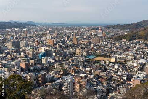 松山城の天守から見る松山市街の風景