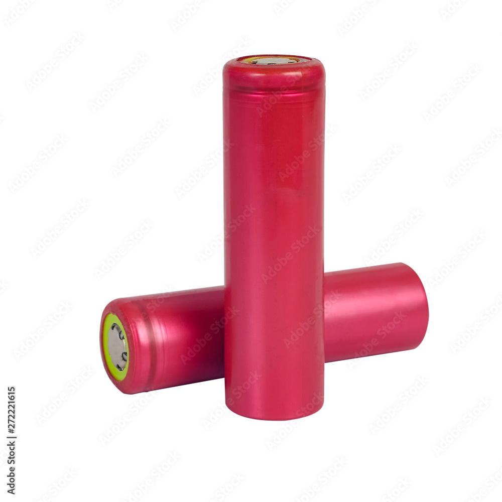 Rechargeable high capacity 18650 batteries on white background. Rechargeable high capacity 18650 batteries on white background.
