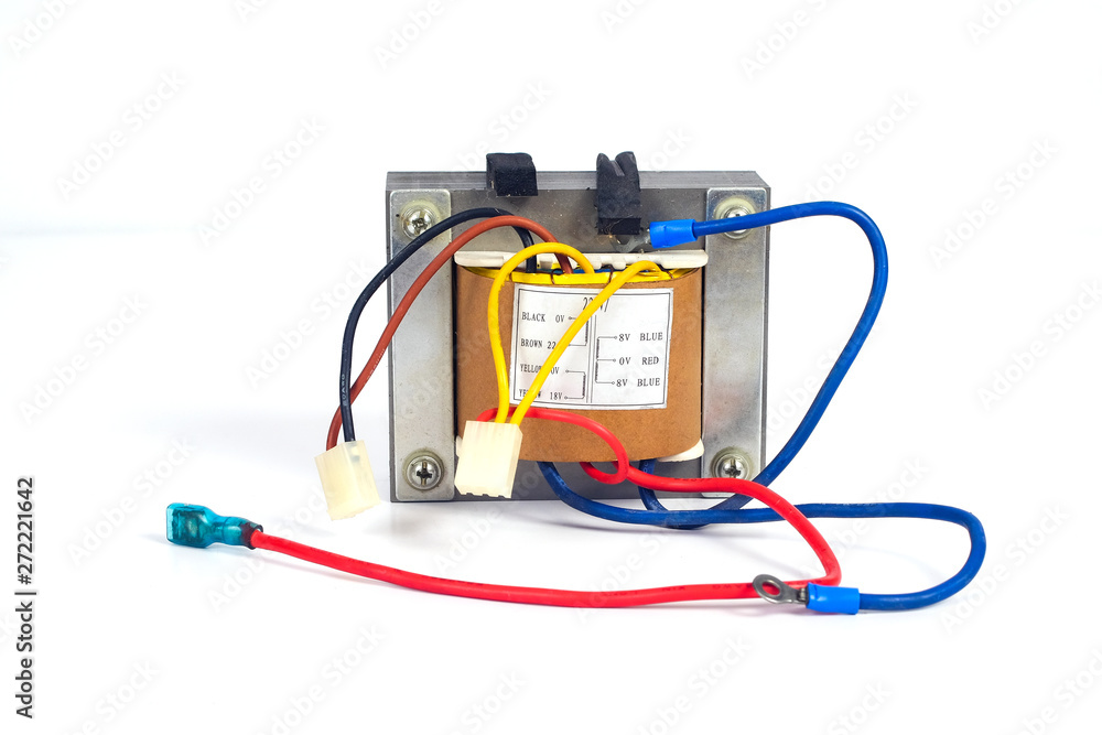 Power transformers for supplying electronic on white background. Power transformers for supplying electronic on white background.