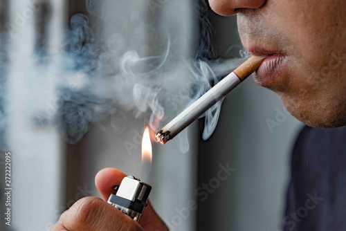 Man smoking cigarette photo
