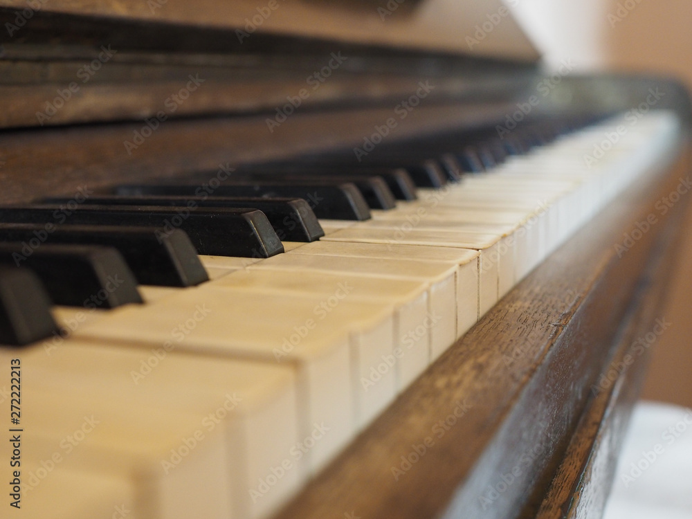 detail of piano keyboard keys