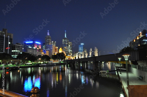 Melbourne city at night  Melbourne  Victoria  Australia