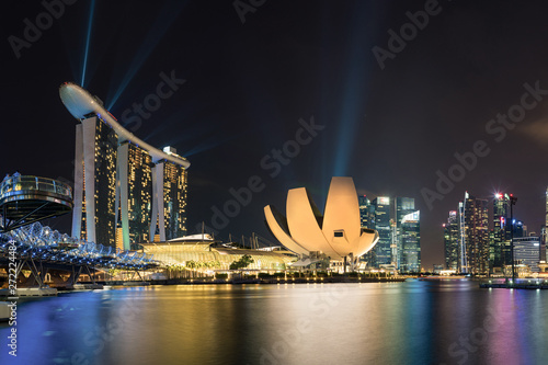 Singapore skyline cityscape at twilight at Marina Bay