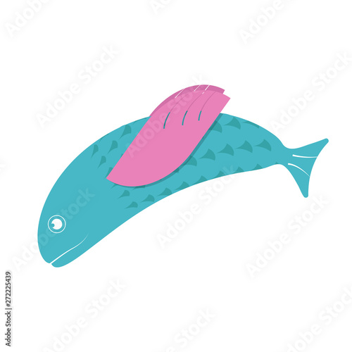 Cute Flying Fish. Flat Design. Flat Icon. For Summer Time Sale Flyer  Card  Sticker  Poster and Other. For Web and Print. Vector Illustration.