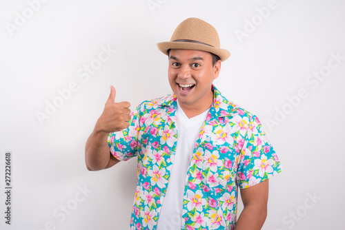 Happy young asian man in summer uniforms.
