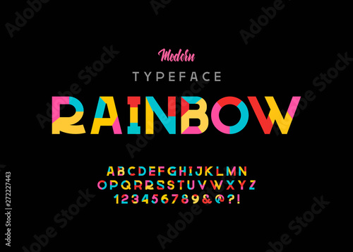 Vector of modern vibrant font and alphabet.