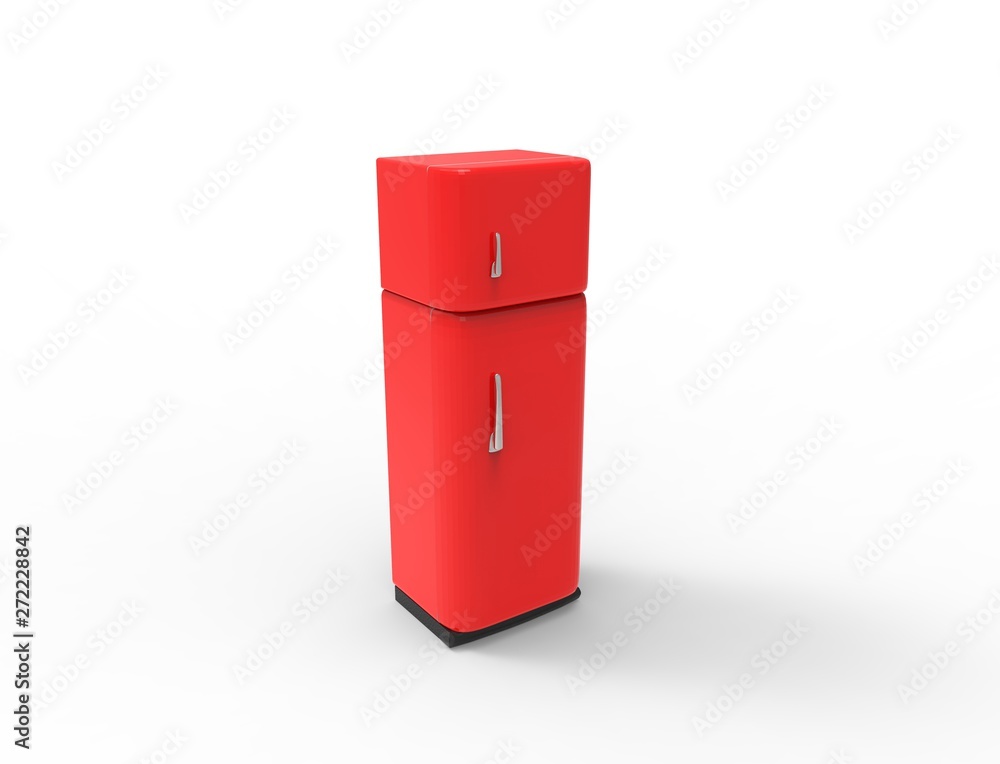 3d rendering of a red refrigerator isolated on white studio background 3d rendering of a red refrigerator isolated on white studio background