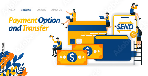 Icon Storage, Transfer and Payment Options with Money, Wallets, Credit Cards and Mobile. Vector Illustration, Flat Icon Style Suitable for Web Landing Page, Banner, Flyer, Sticker, Wallpaper, Card, UI
