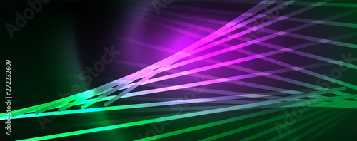 Vector neon light lines concept, abstract background