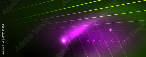 Vector neon light lines concept, abstract background