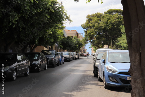 Parking on the road, Agios Nikolaos, Crete