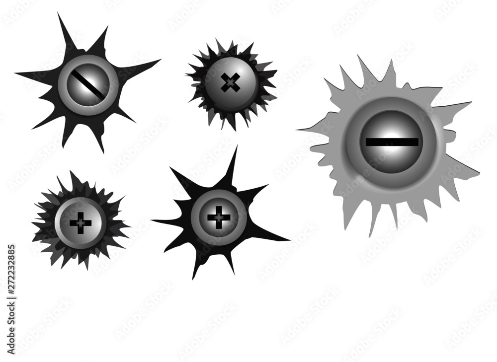 set of realistic metal screw stainless, with crack effect. easy to modify set of realistic metal screw stainless, with crack effect. easy to modify