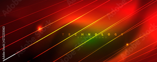 Vector neon light lines concept, abstract background