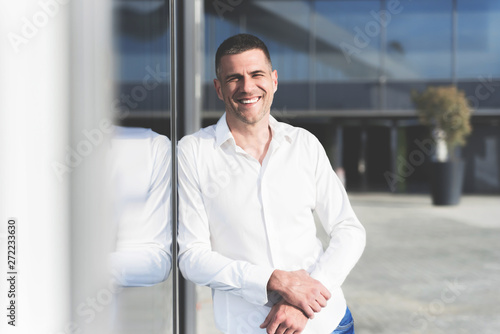 Portrait of casual cheerful businessman