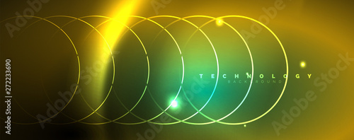 Shiny neon lines template - northern lights glowing blur lines. Futuristic style glow neon 80s disco club or night party techno template
