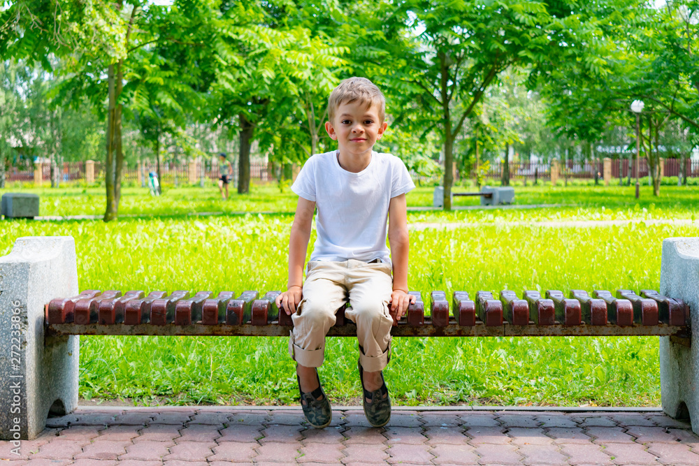 Portrait of a boy walking in the Park