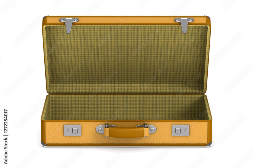 open travel bag on white background. Isolated 3D illustration open travel bag on white background. Isolated 3D illustration