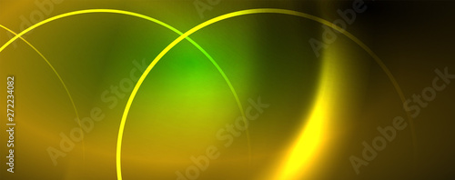Shiny neon lines template - northern lights glowing blur lines. Futuristic style glow neon 80s disco club or night party techno template