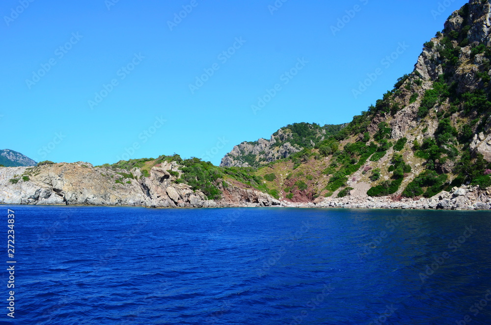 A boat trip on the Aegean Sea overlooking the islands A boat trip on the Aegean Sea overlooking the islands
