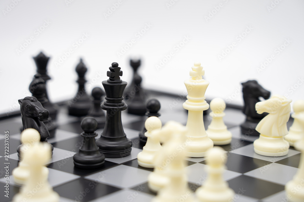 chessboard with a chess piece on the back Negotiating in business. as background business concept and strategy concept with copy space. chessboard with a chess piece on the back Negotiating in business. as background business concept and strategy concept with copy space.