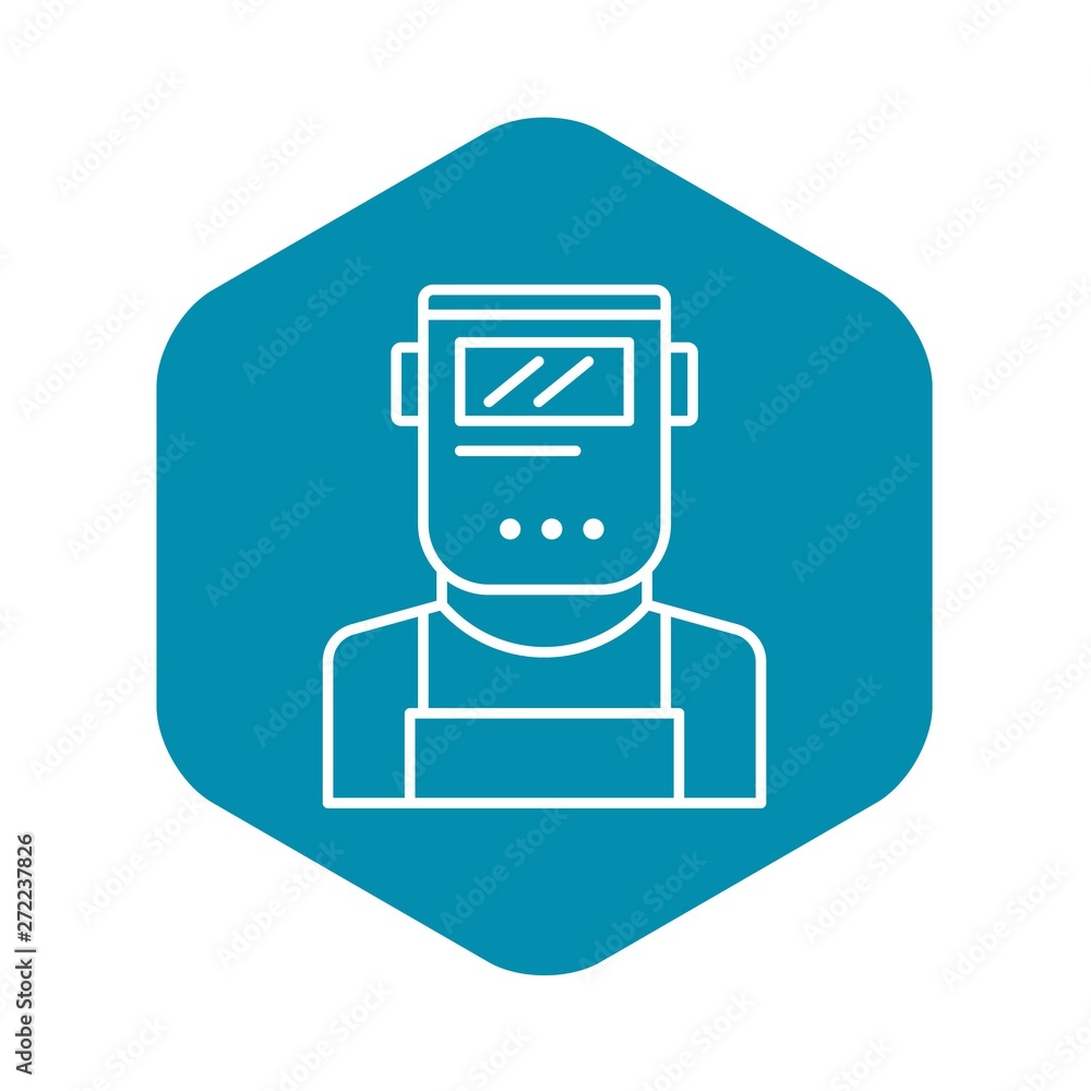 Welder man icon. Outline welder man vector icon for web design isolated on white background Welder man icon. Outline welder man vector icon for web design isolated on white background