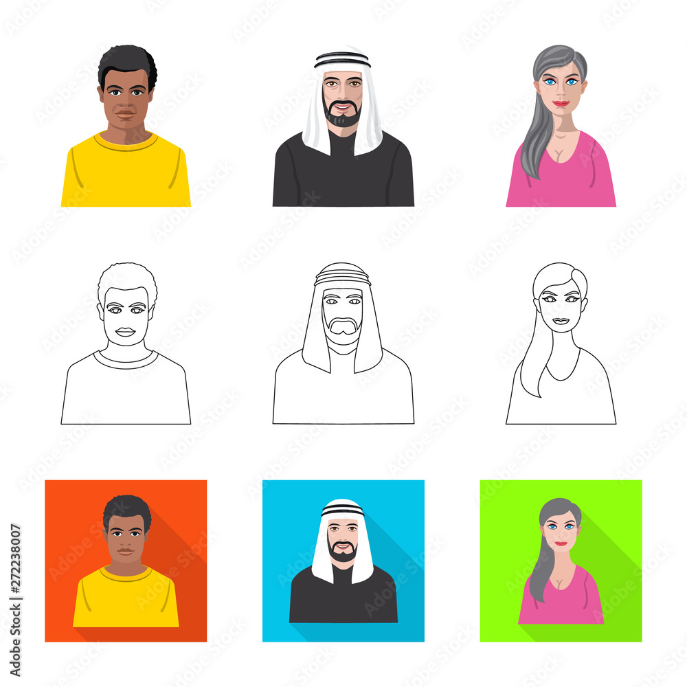 Isolated object of hairstyle and profession symbol. Set of hairstyle and character stock symbol for web. Isolated object of hairstyle and profession symbol. Set of hairstyle and character stock symbol for web.