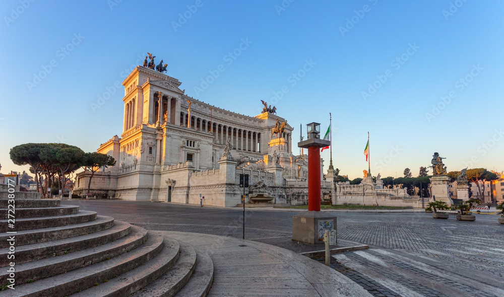 Monument of Victor Emmanuel on Venice Square in Rome . Italy.