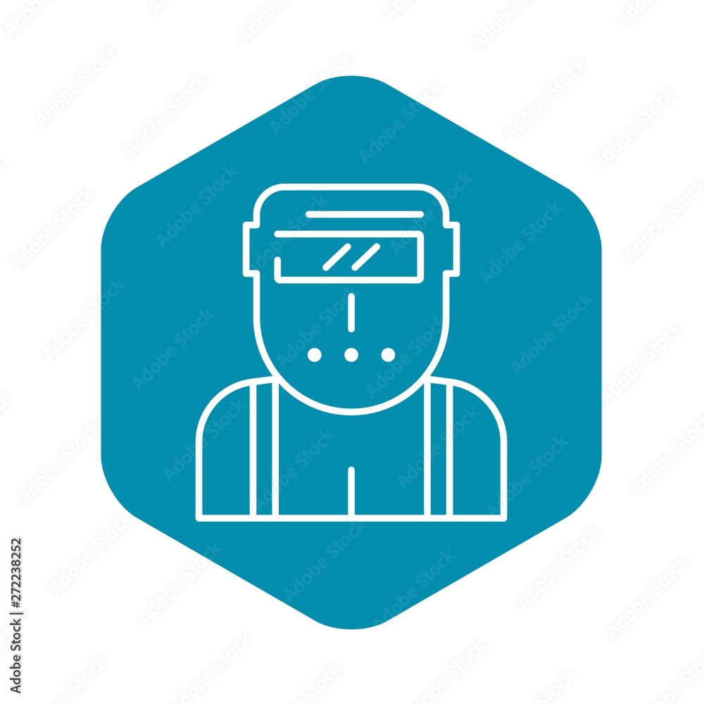 Welder worker icon. Outline welder worker vector icon for web design isolated on white background Welder worker icon. Outline welder worker vector icon for web design isolated on white background