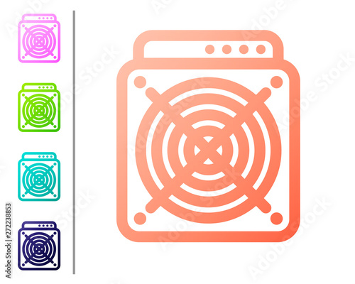 Coral ASIC Miner icon isolated on white background. Cryptocurrency mining equipment and hardware. Application specific integrated circuit. Set color icons. Vector Illustration