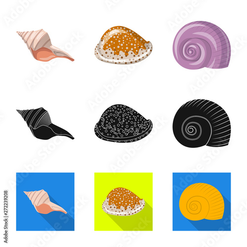 Vector illustration of animal and decoration logo. Set of animal and ocean stock vector illustration.