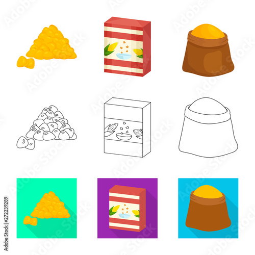 Isolated object of cornfield and vegetable sign. Set of cornfield and vegetarian stock vector illustration.