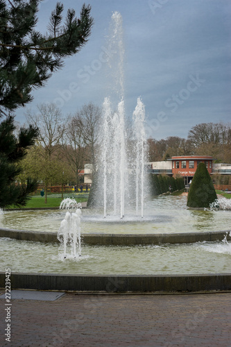 Flower garden, Netherlands , a fountain of water